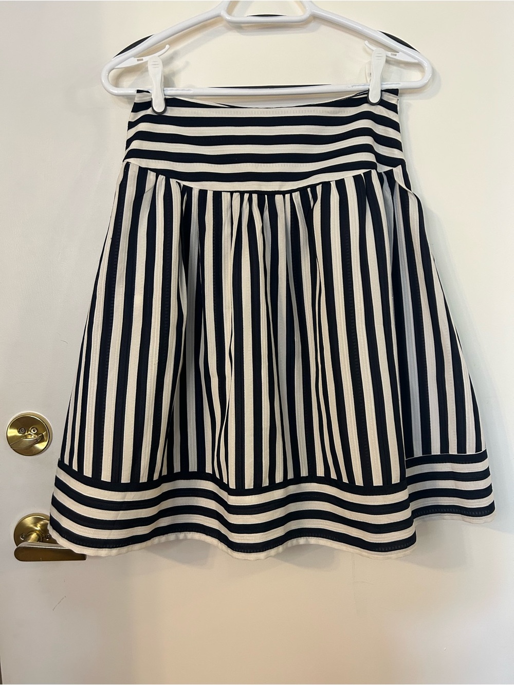 Anthropologie Maeve High Seas Navy and White Nautical Striped A-Line Skirt S